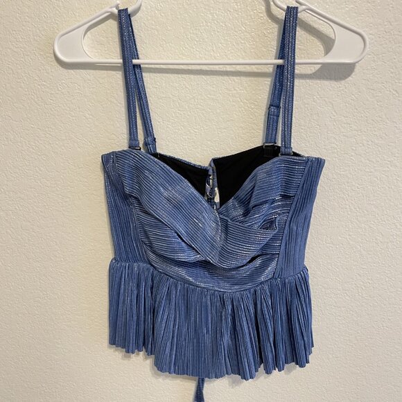 NWOT - Sabina Musayev Lizi Top Metallic Blue - Size M - Picture 3 of 4
